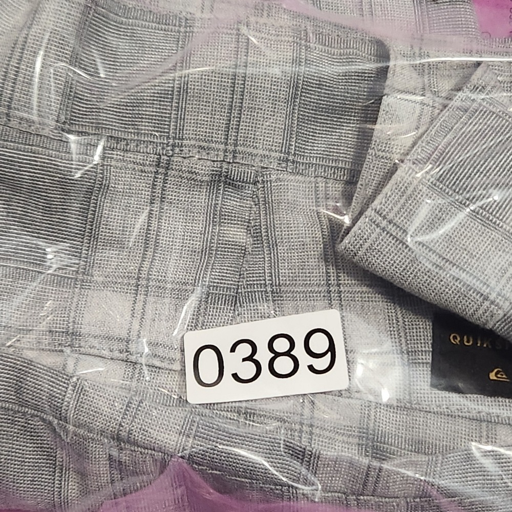 Quiksilver Board Shorts Men's 32 Plaid Gray Regular Fit Button Zip Closure - Picture 10 of 10